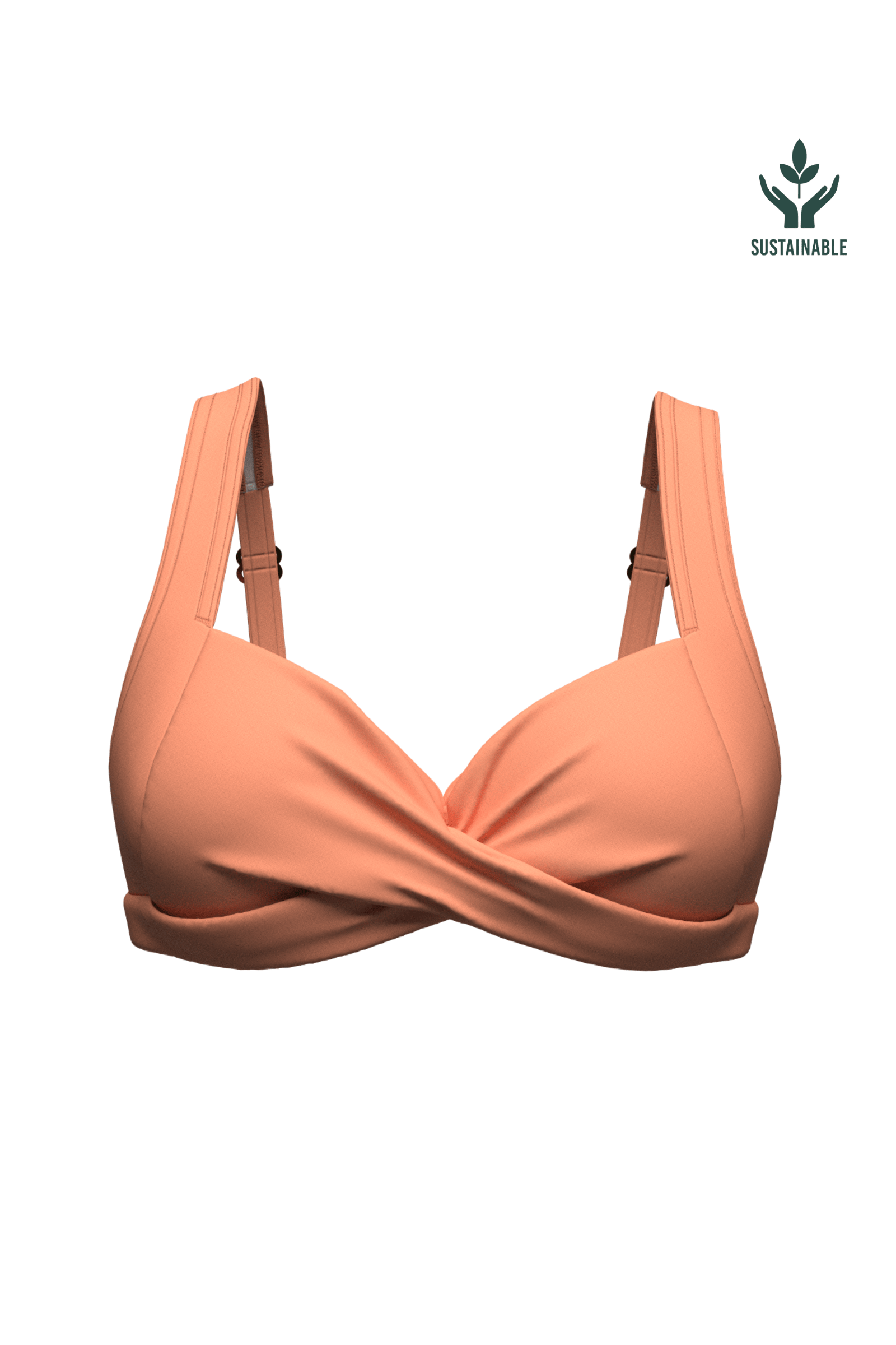 Sunseeker Core Solid Deep Peach Plus Cup Cross Front Bikini Top