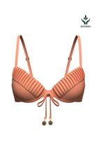 Sunseeker Core Solid Deep Peach Pintuck Tied Bikini Top