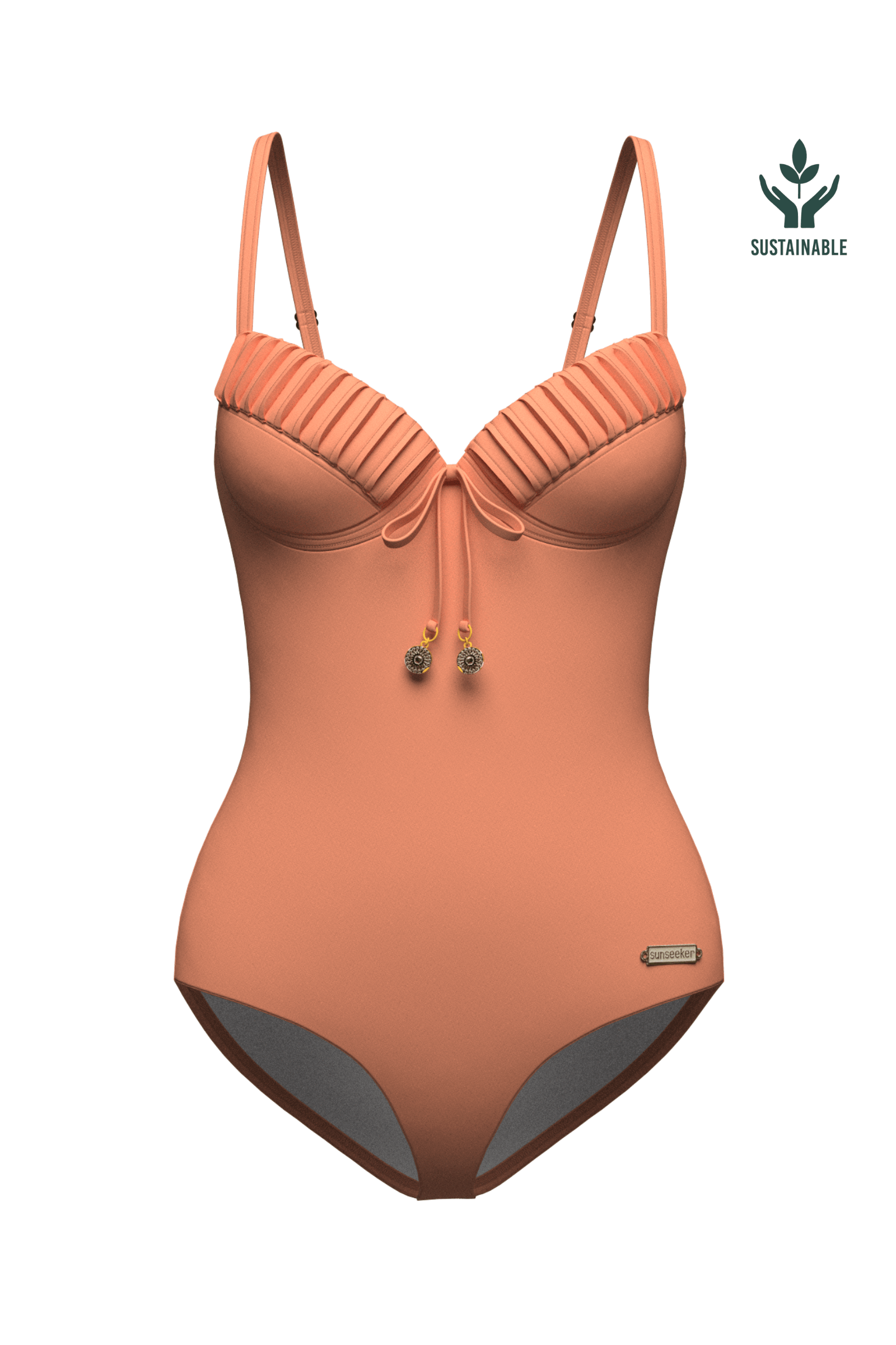 Sunseeker Core Solid Deep Peach Pintuck Onepiece