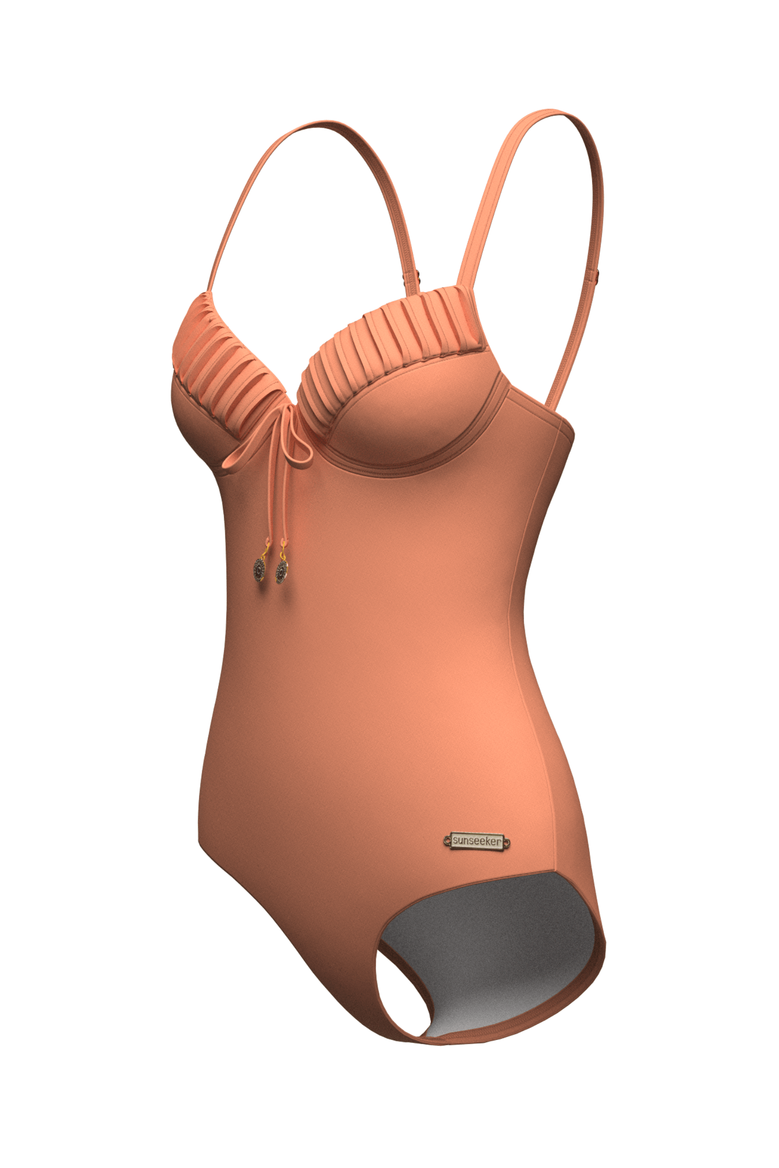 Sunseeker Core Solid Deep Peach Pintuck Onepiece