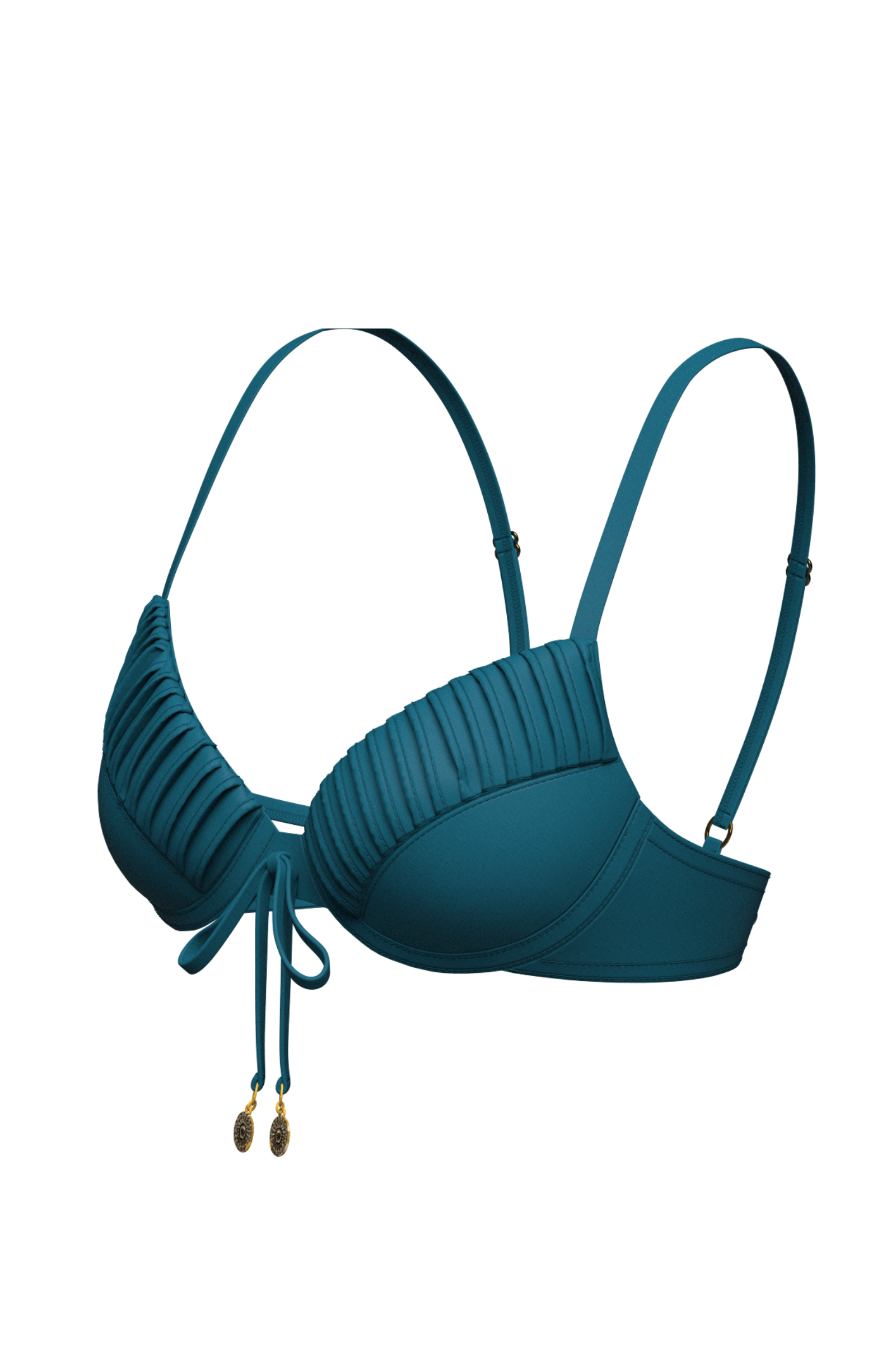 Sunseeker Core Solid Corsair Pintuck Tied Bikini Top