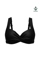 Sunseeker Core Solid Black Plus Cup Cross Front Bikini Top