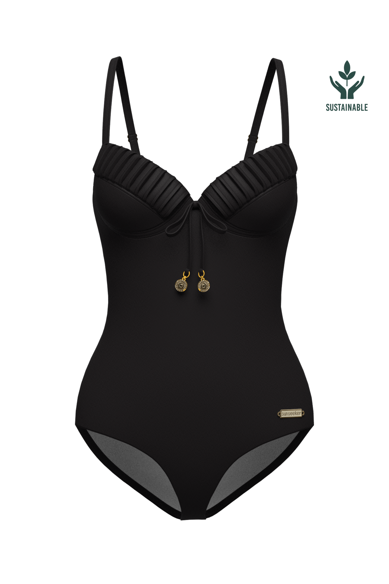 Sunseeker Core Solid Black Pintuck Onepiece