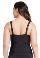 Sunseeker Core Solid Black Plus Cup Tankini Top