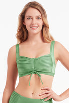 Sunseeker Riviera Seaweed Plus Cup Pleated Square Neck Bikini Top