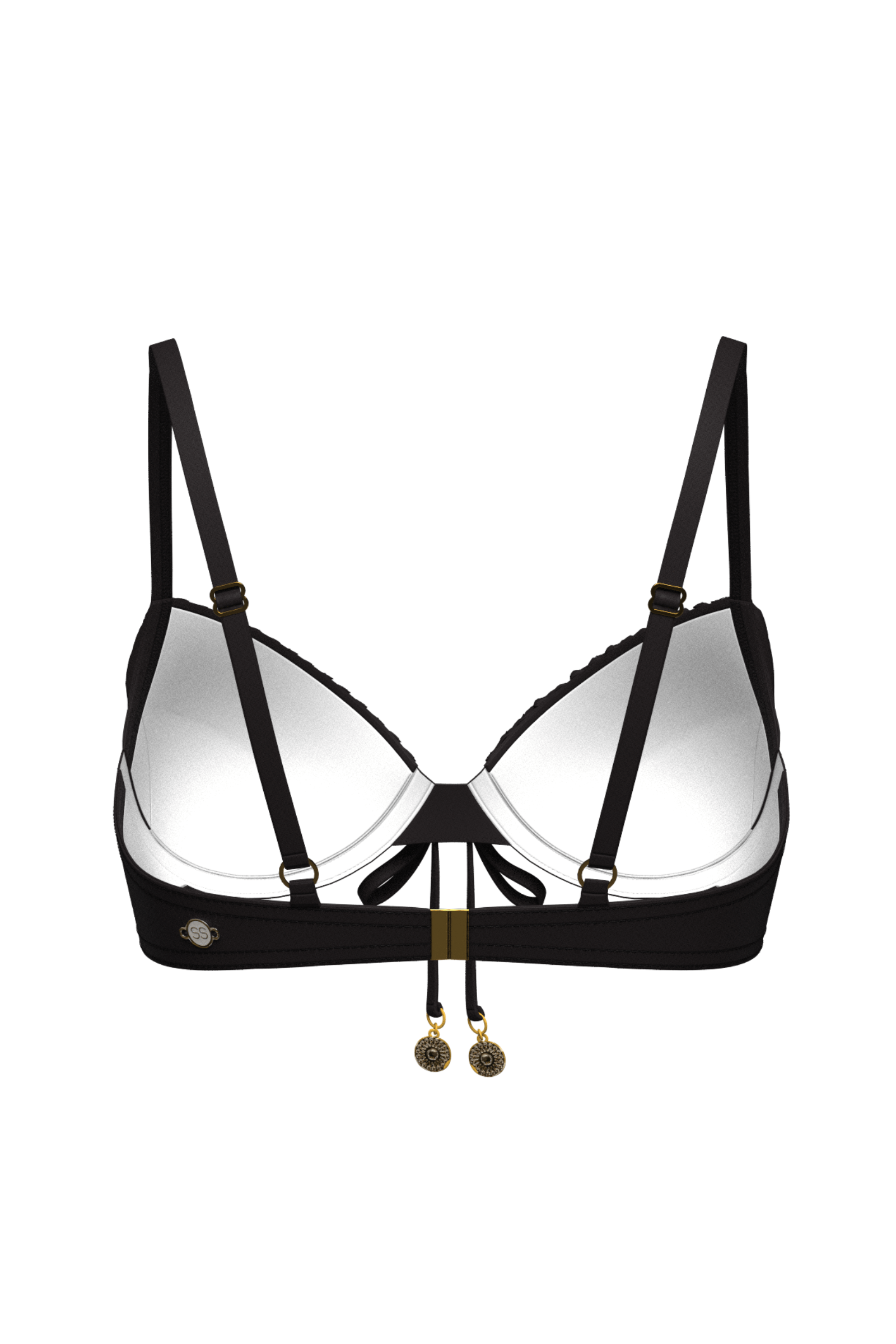 Sunseeker Core Solid Black Pintuck Tied Bikini Top