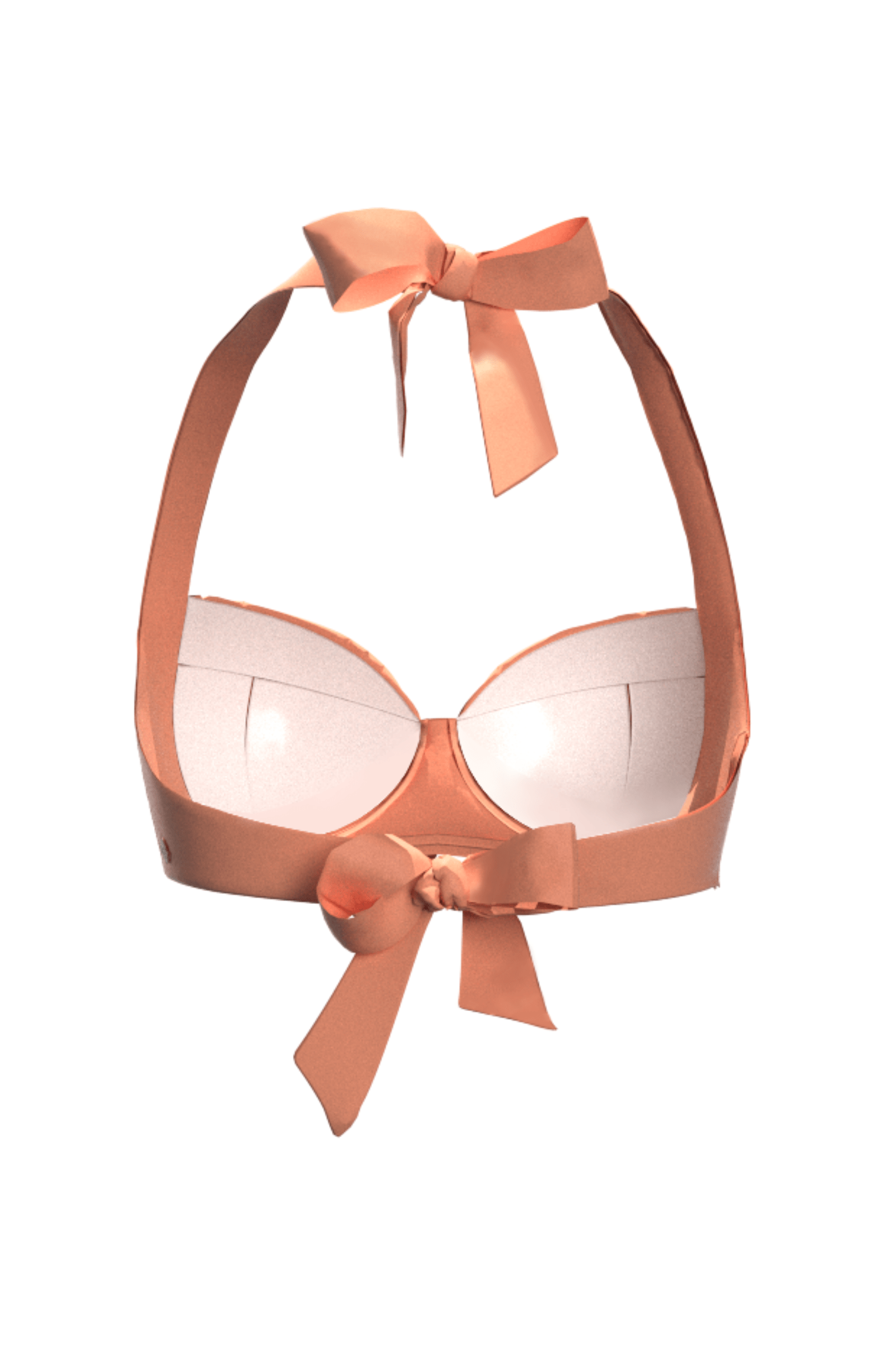 Sunseeker Core Solid Deep Peach Tied Halter Bikini Top