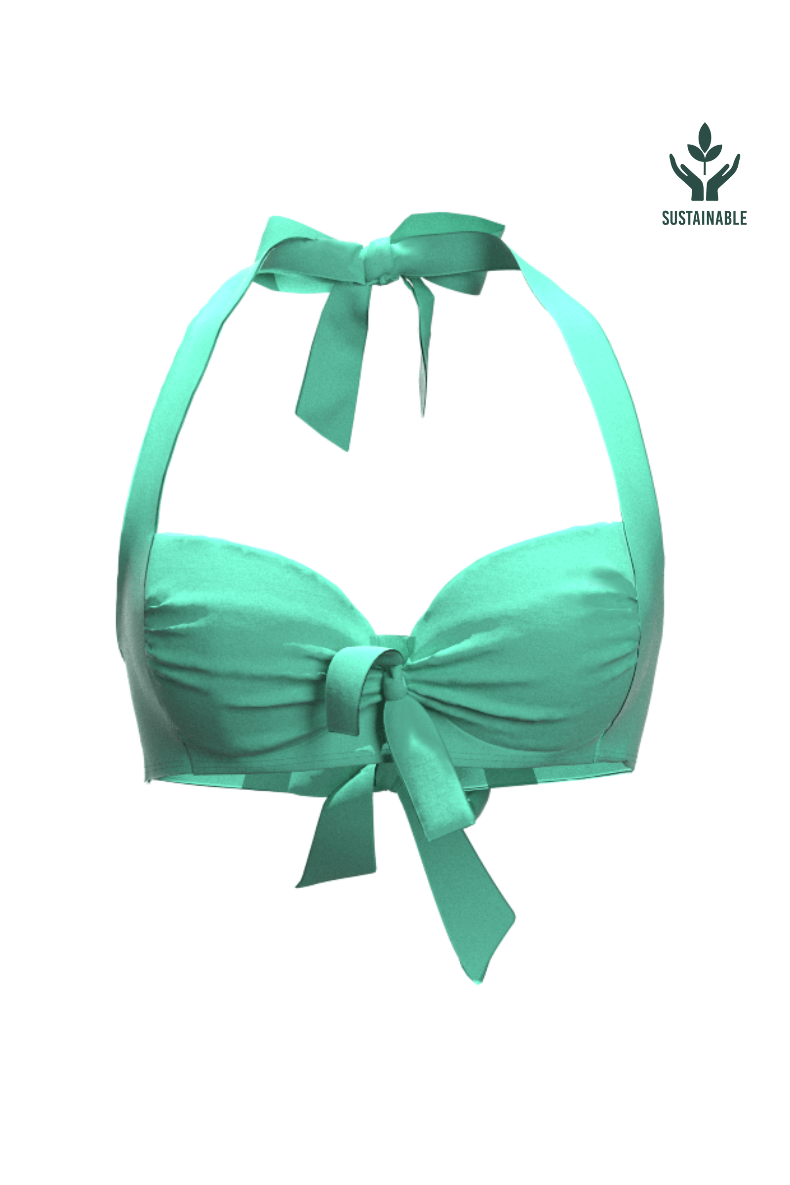 Core Solid Mint Green Tied Halter Bikini Top Mint Green B D 8