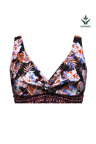 Sunseeker Joyful Florals Black Plus Cup Smocking Bikini Top