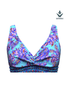 Sunseeker Joyful Florals Blue Plus Cup Smocking Bikini Top