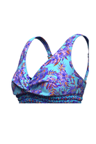 Sunseeker Joyful Florals Blue Plus Cup Smocking Bikini Top