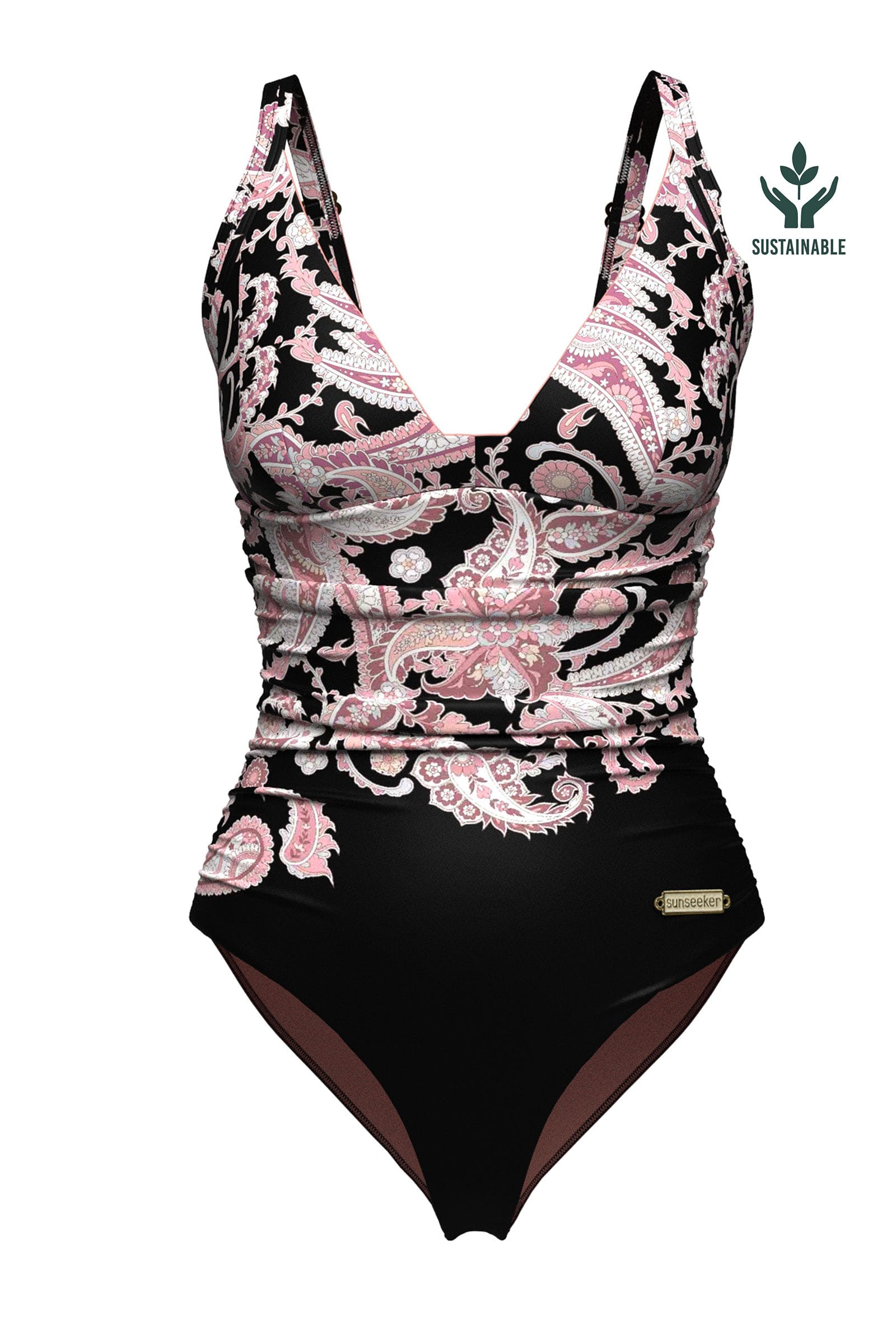 Sunseeker Grounded Culture Black Plus Cup Placement Print Onepiece