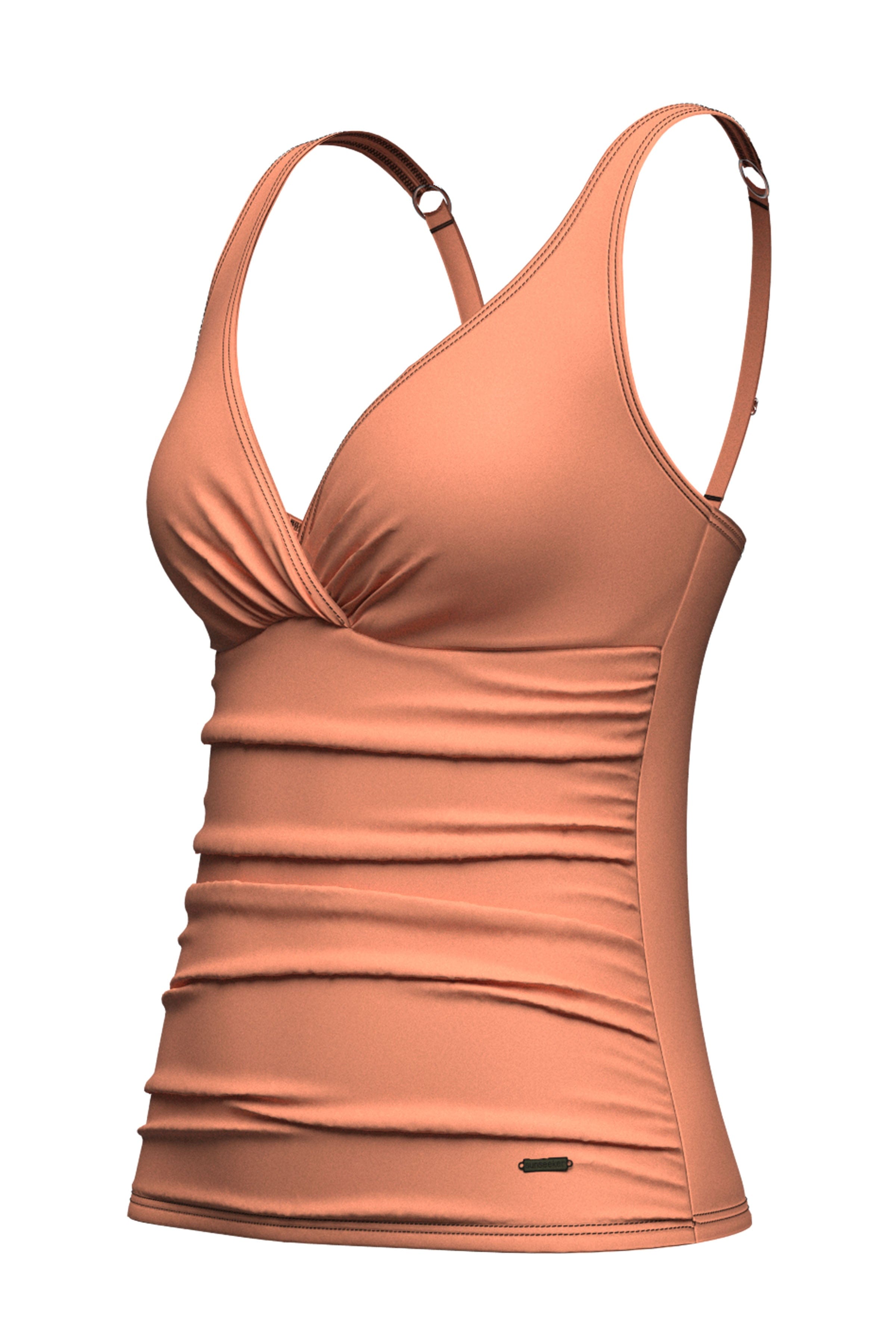 Sunseeker Core Solid Deep Peach Plus Cup Cross Front Tankini