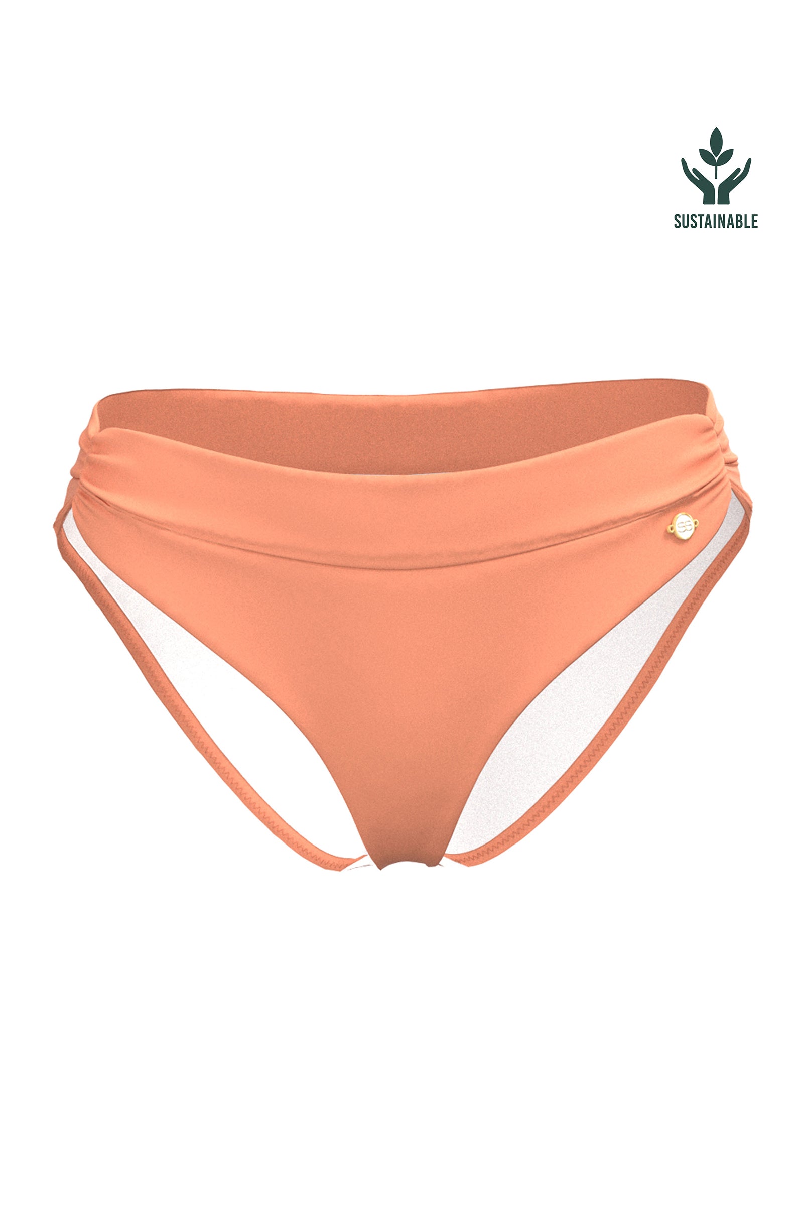 Sunseeker Core Solid Deep Peach Ruched Waistband Full Classic Pant