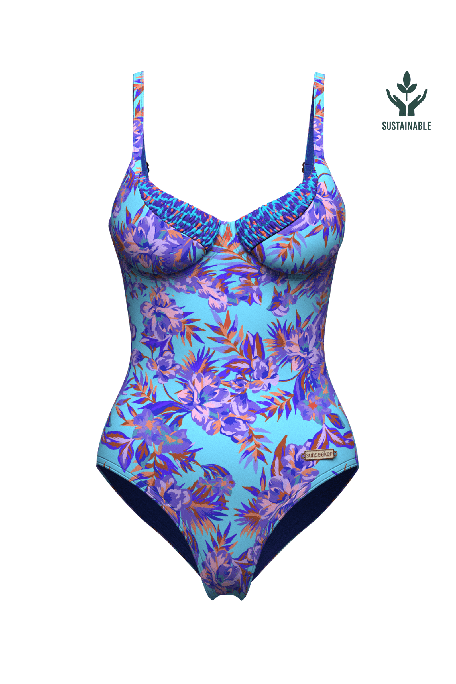 Sunseeker Joyful Florals Blue Underwire Onepiece