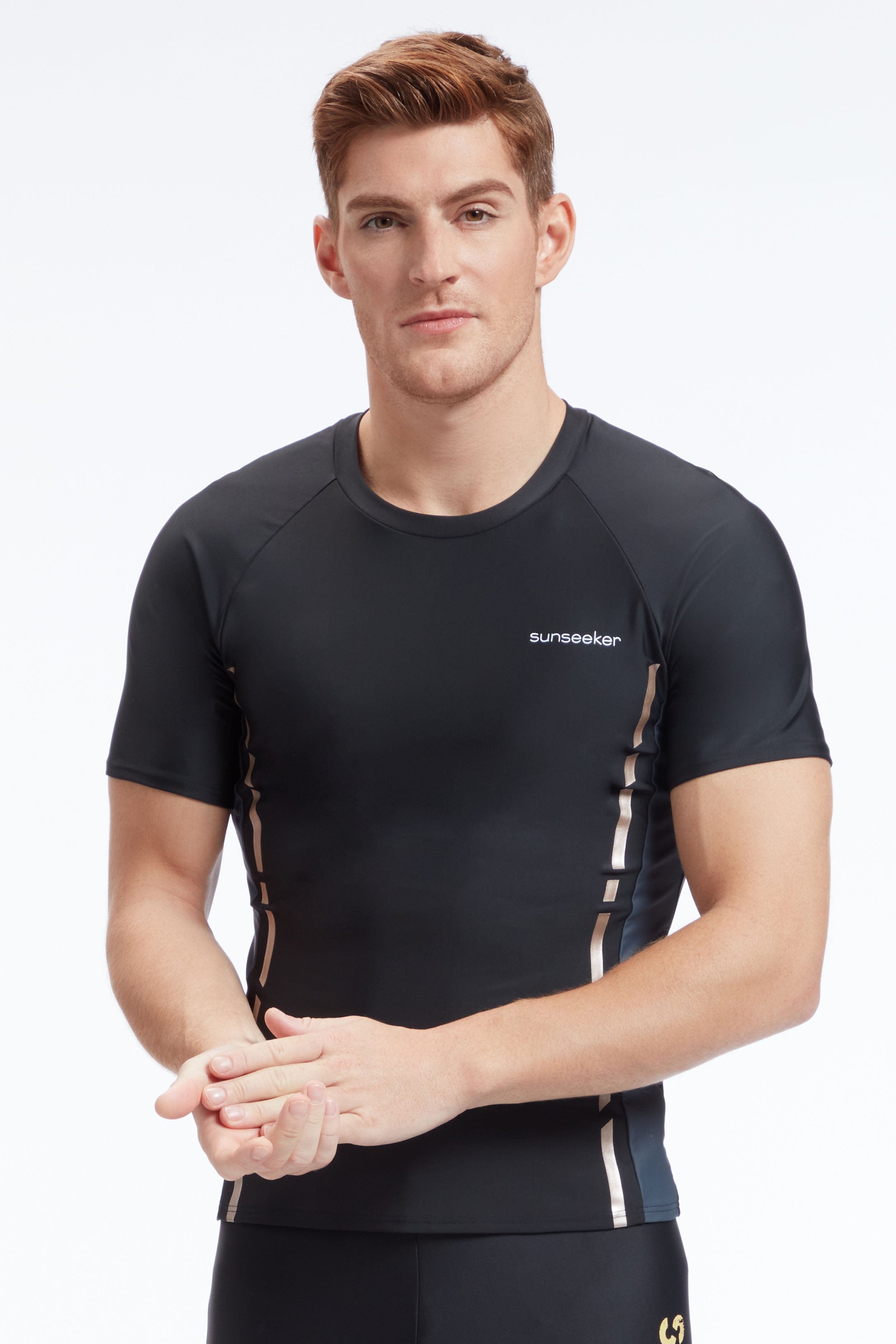 Sunseeker Manner raglan black short sleeves rash guard