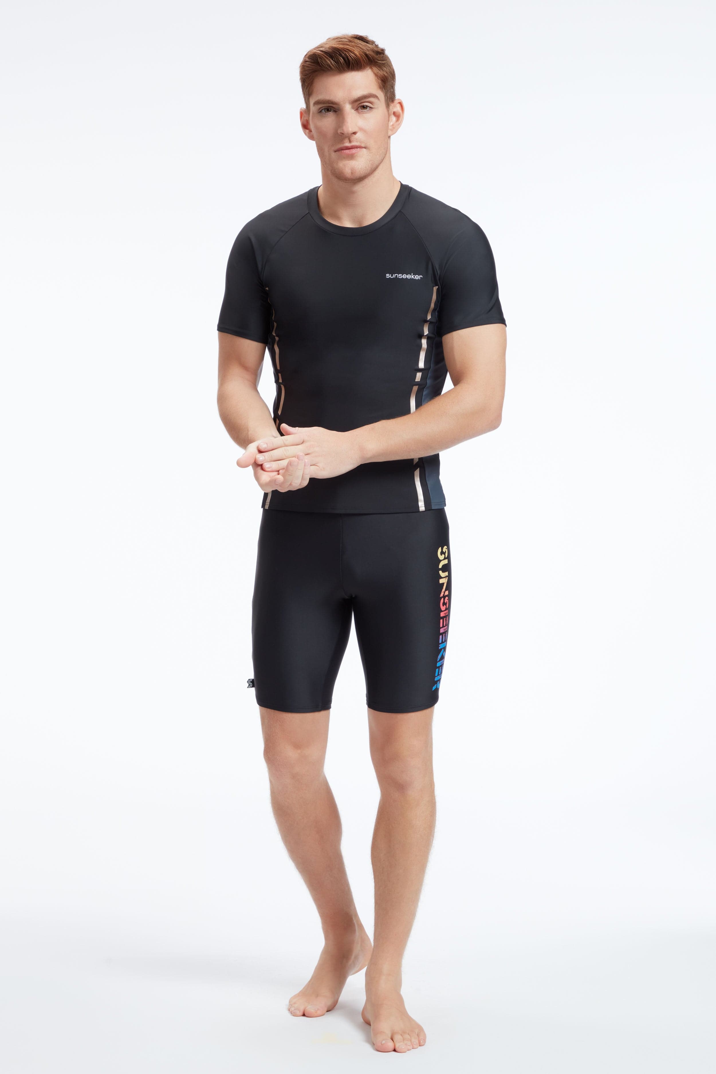 Sunseeker Manner raglan black short sleeves rash guard