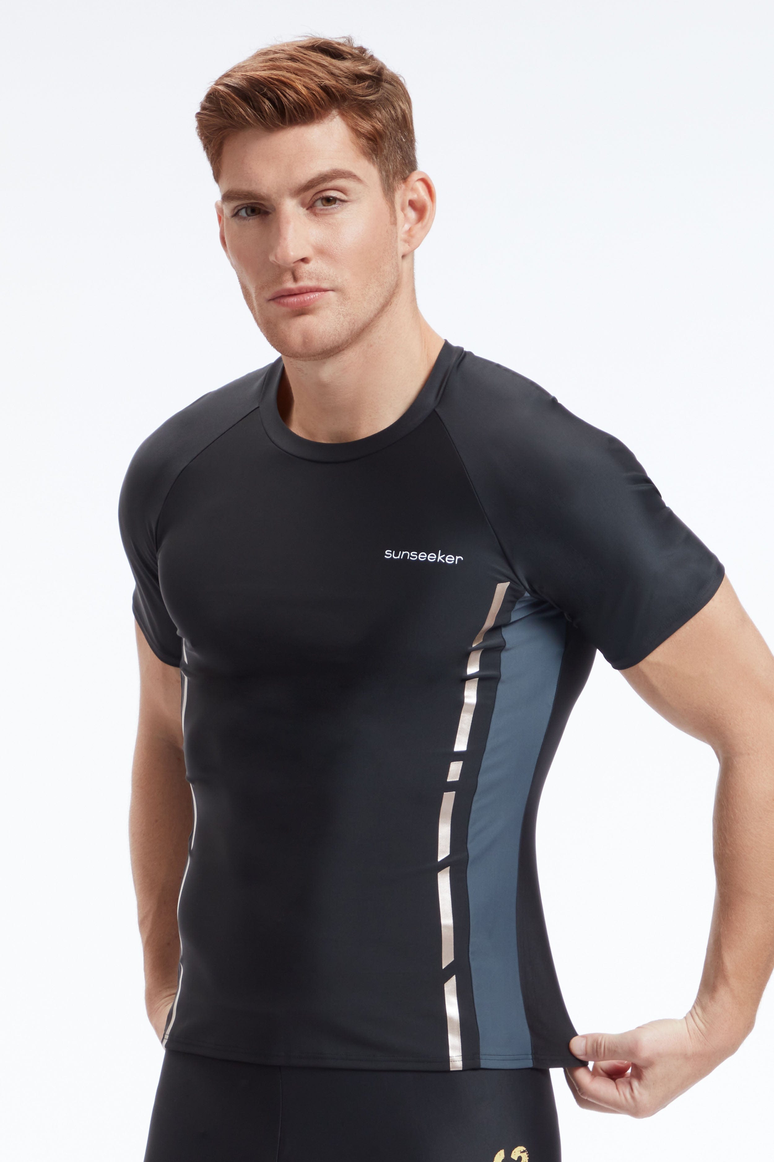 Sunseeker Manner raglan black short sleeves rash guard