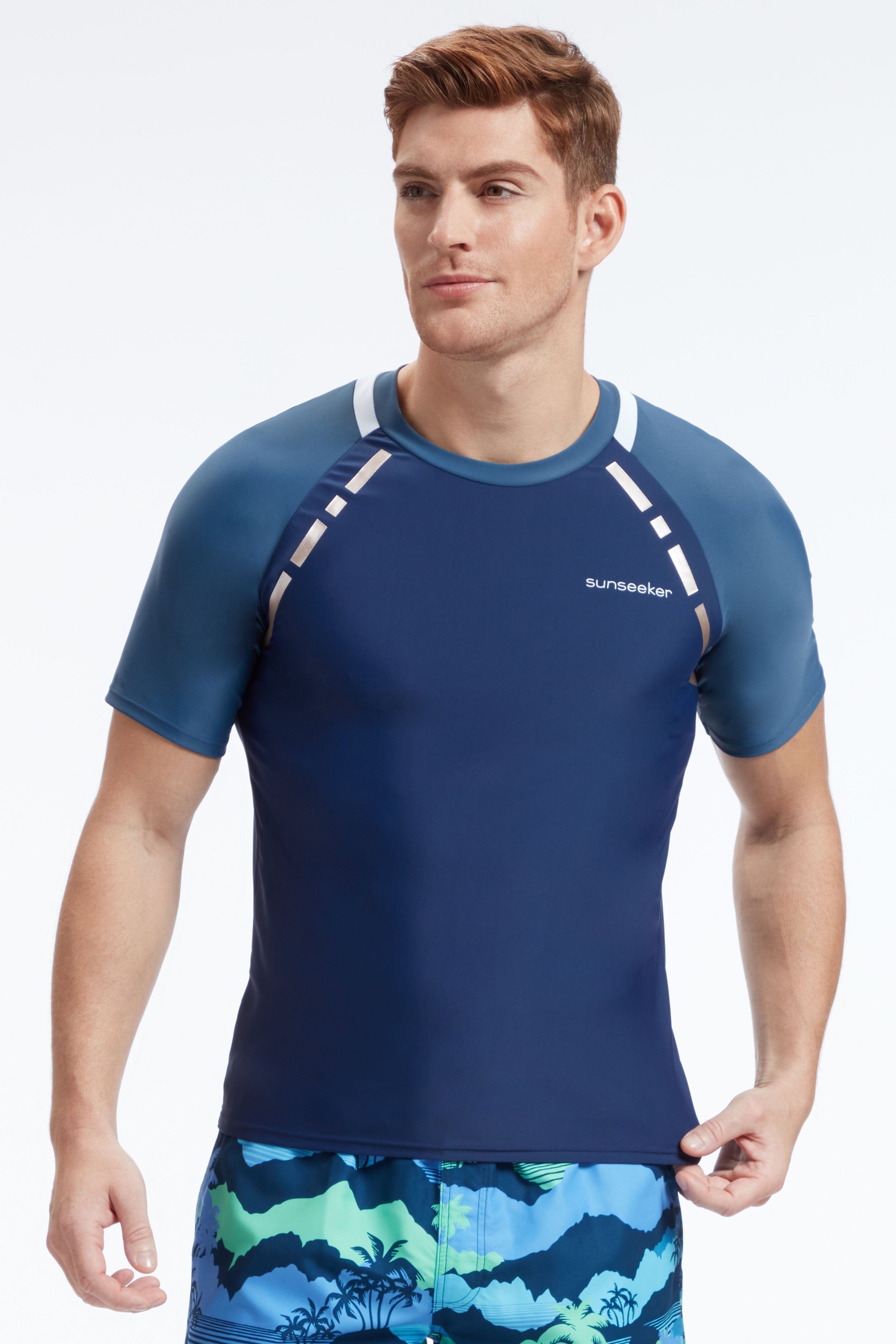 Sunseeker Manner raglan navy short sleeves rash guard