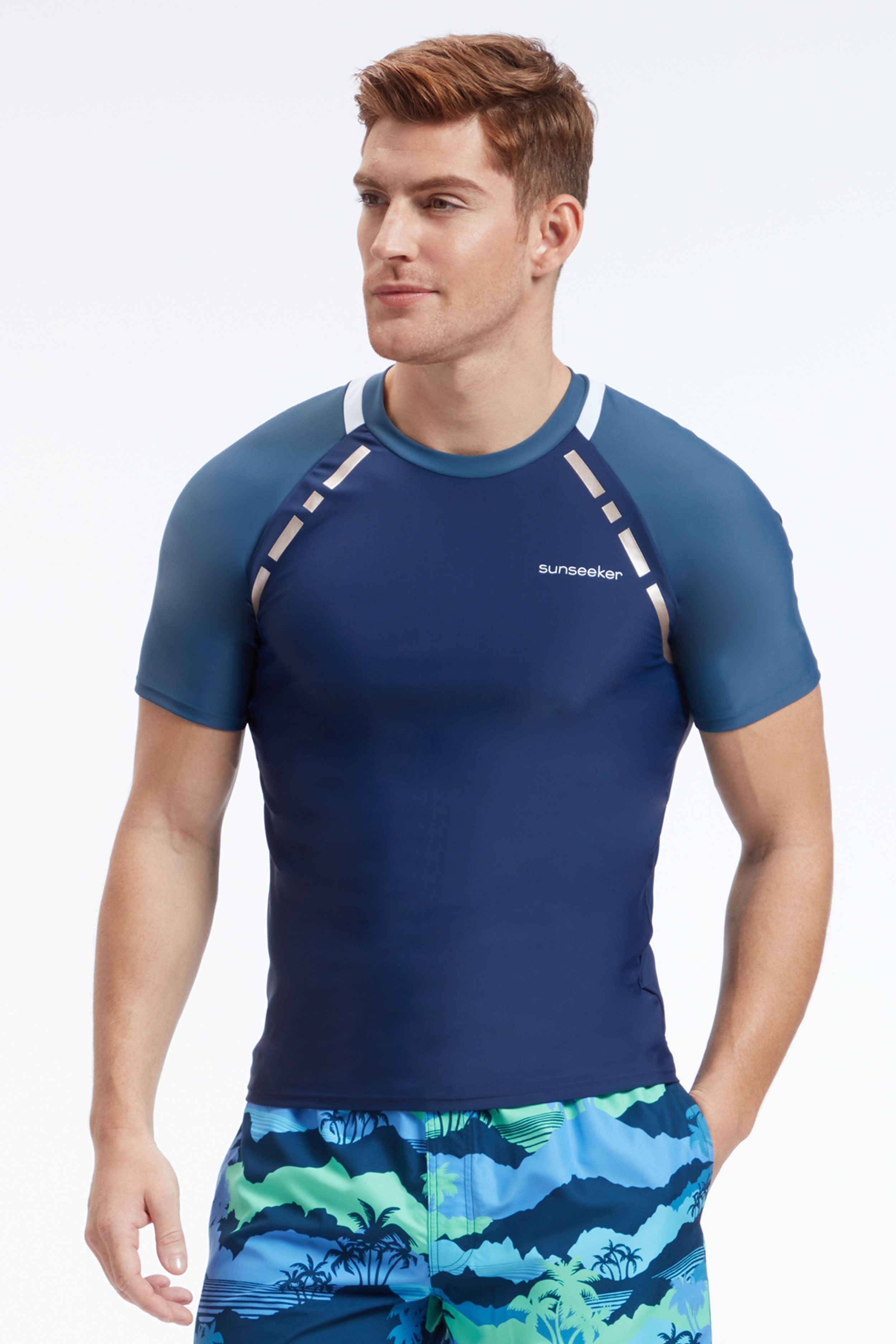 Sunseeker Manner raglan navy short sleeves rash guard