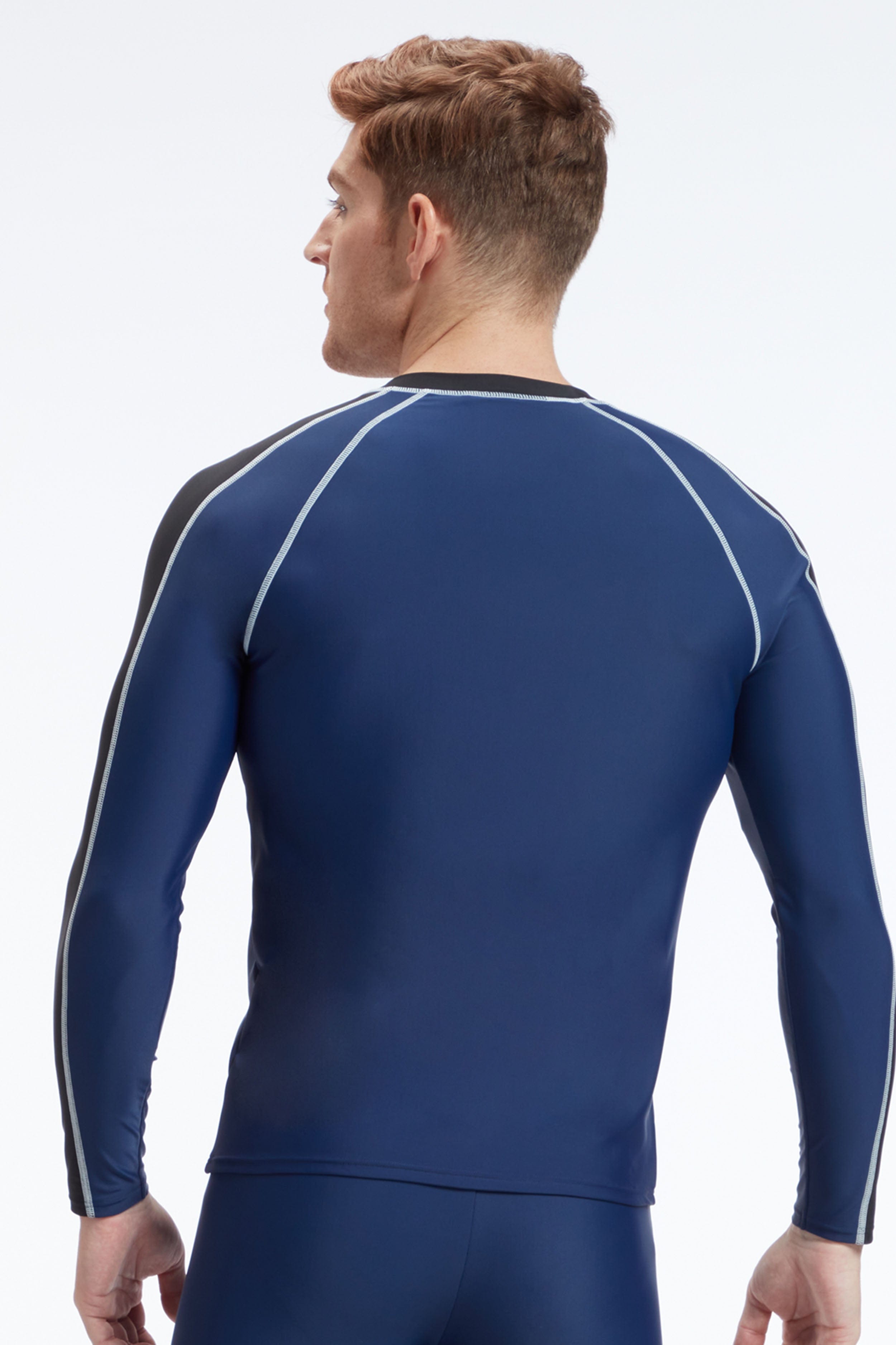 Sunseeker Men manner raglan navy long sleeves rash guard