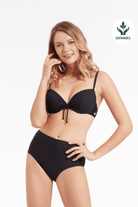 Sunseeker Core Solid Black Pintuck Tied Bikini Top