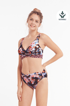 Sunseeker Joyful Florals Black Plus Cup Smocking Bikini Top