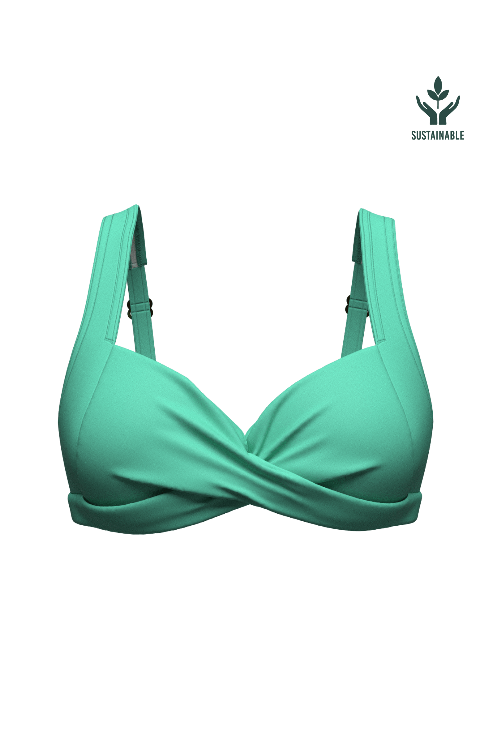 Sunseeker Core Solid Mint Green Plus Cup Cross Front Bikini Top