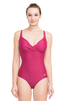 Onepiece Core Solid Sangria Cross Front One Piece - Sunseeker