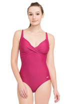 Onepiece Core Solid Sangria Cross Front One Piece - Sunseeker