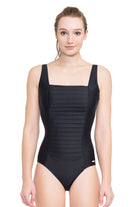 Plus Cup Onepiece Core Solid Black Plus Cup Square Neck One Piece - Sunseeker