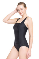 Plus Cup Onepiece Core Solid Black Plus Cup Square Neck One Piece - Sunseeker