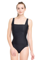 Plus Cup Onepiece Core Solid Black Plus Cup Square Neck One Piece - Sunseeker