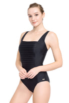 Plus Cup Onepiece Core Solid Black Plus Cup Square Neck One Piece - Sunseeker