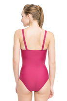 Plus Cup Onepiece Core Solid Sangria Plus Cup Square Neck One Piece - Sunseeker