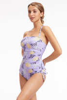 Sunseeker Elevated Animal Persian Violet Ruched Underwire One piece