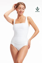 Sunseeker Core Solid Off White Plus Cup Square Neck One Piece