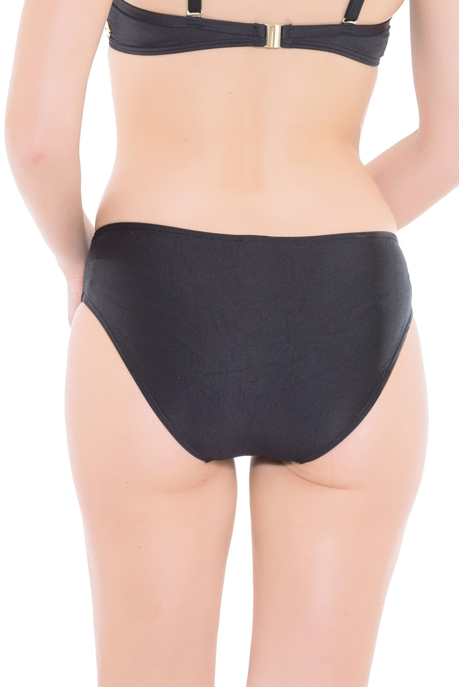 Bikini Bottoms Core Solid Black Wide Side Pant - Sunseeker