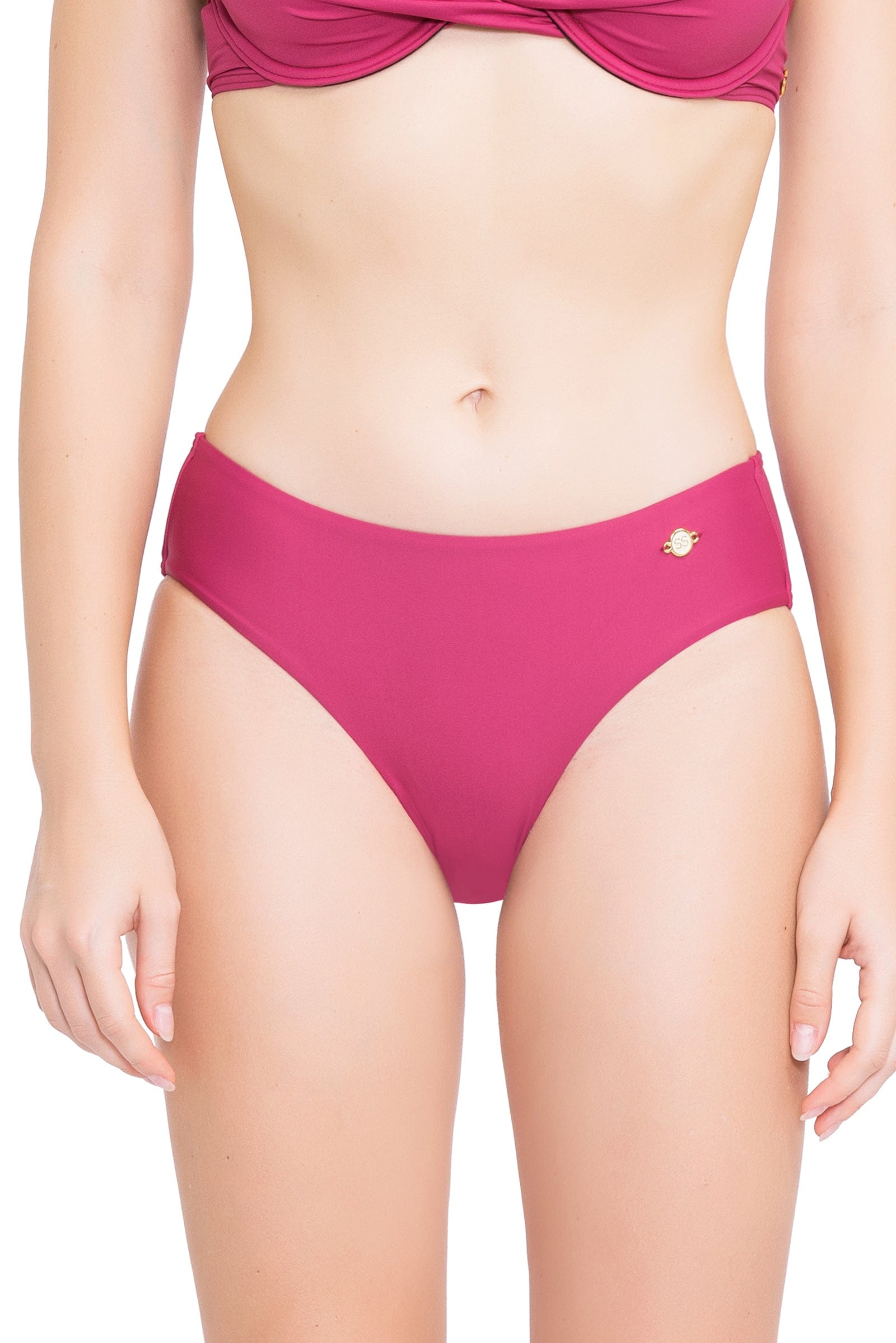 Bikini Bottoms Core Solid Sangria Wide Side Pant - Sunseeker