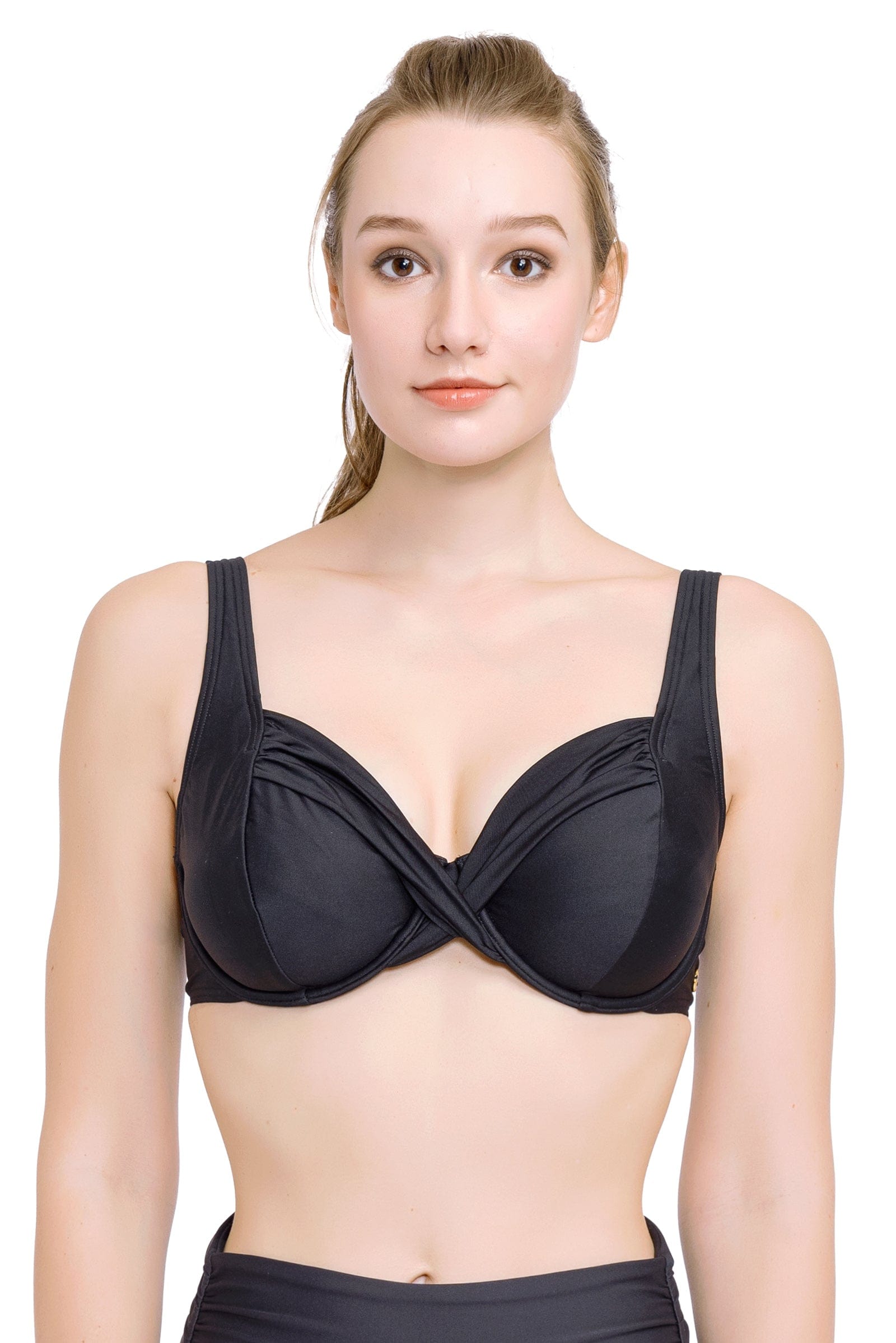 Plus Cup Bikini Tops Core Solid Black Plus Cup Underwire Bikini Top - Sunseeker