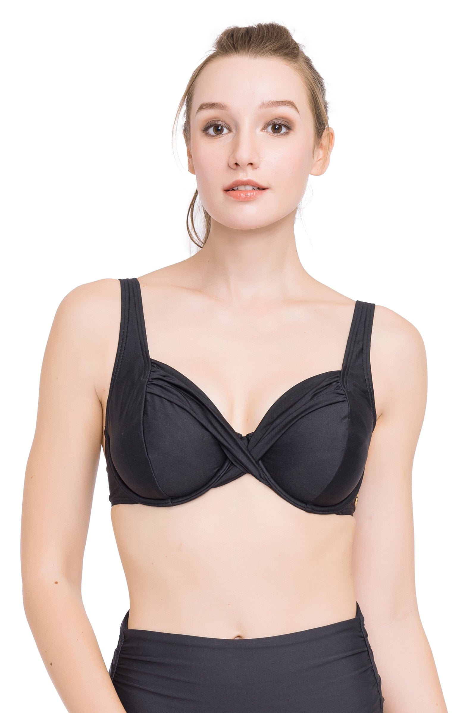 Plus Cup Bikini Tops Core Solid Black Plus Cup Underwire Bikini Top - Sunseeker