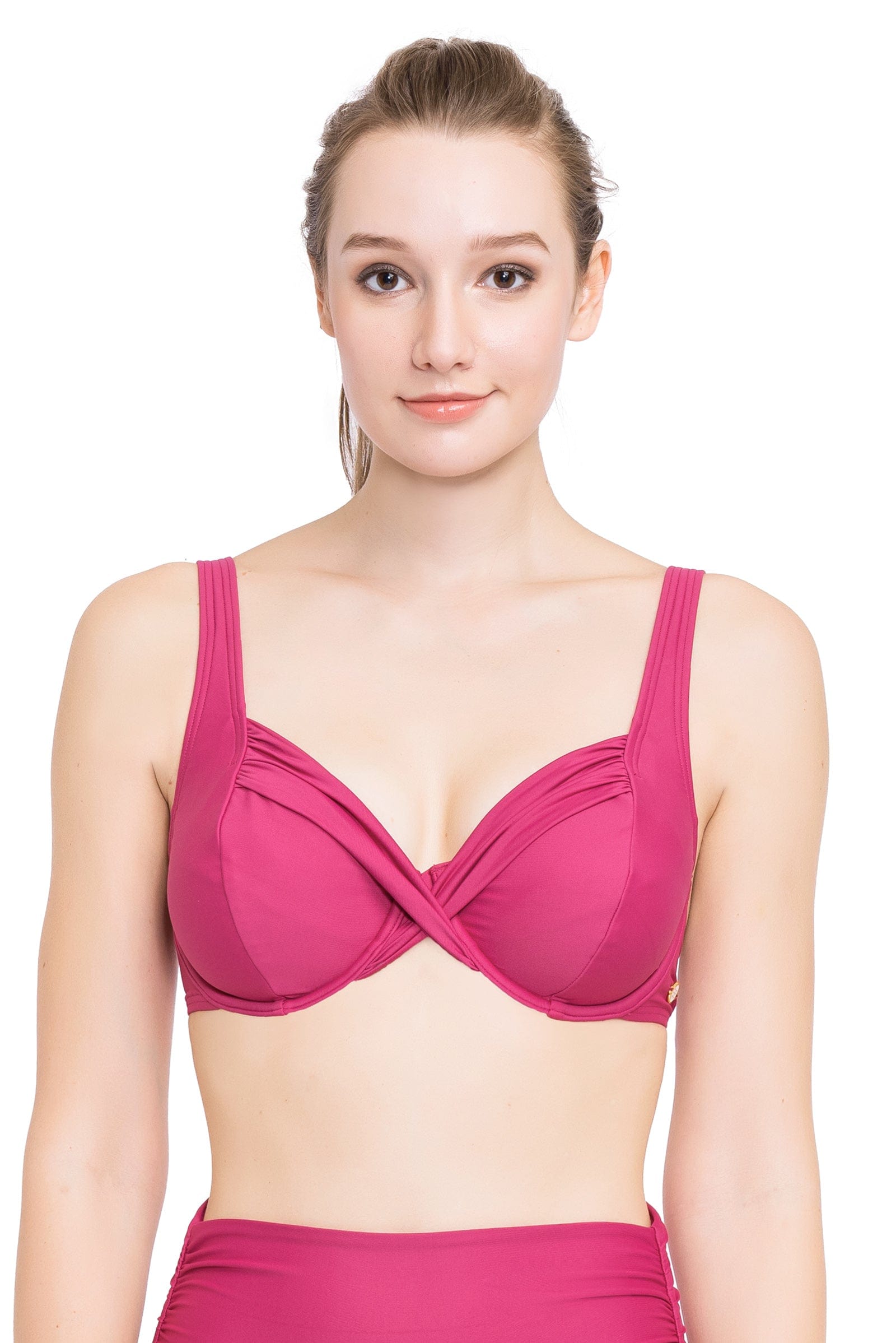 Plus Cup Bikini Tops Core Solid Sangria Plus Cup Underwire Bikini Top - Sunseeker