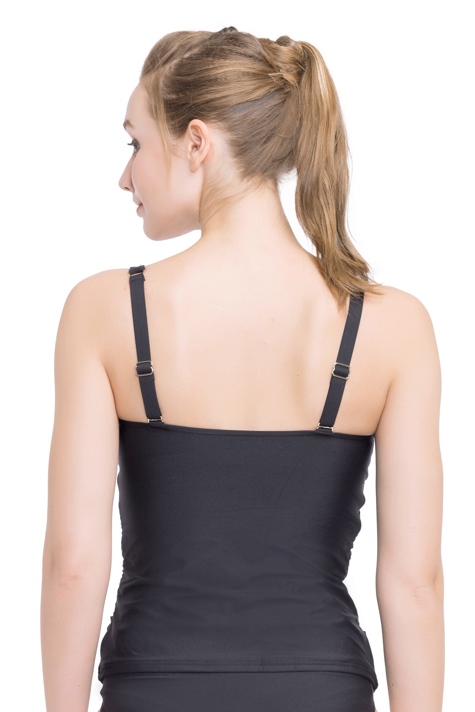 Plus Cup Bikini Tops Core Solid Black Plus Cup Tankini - Sunseeker