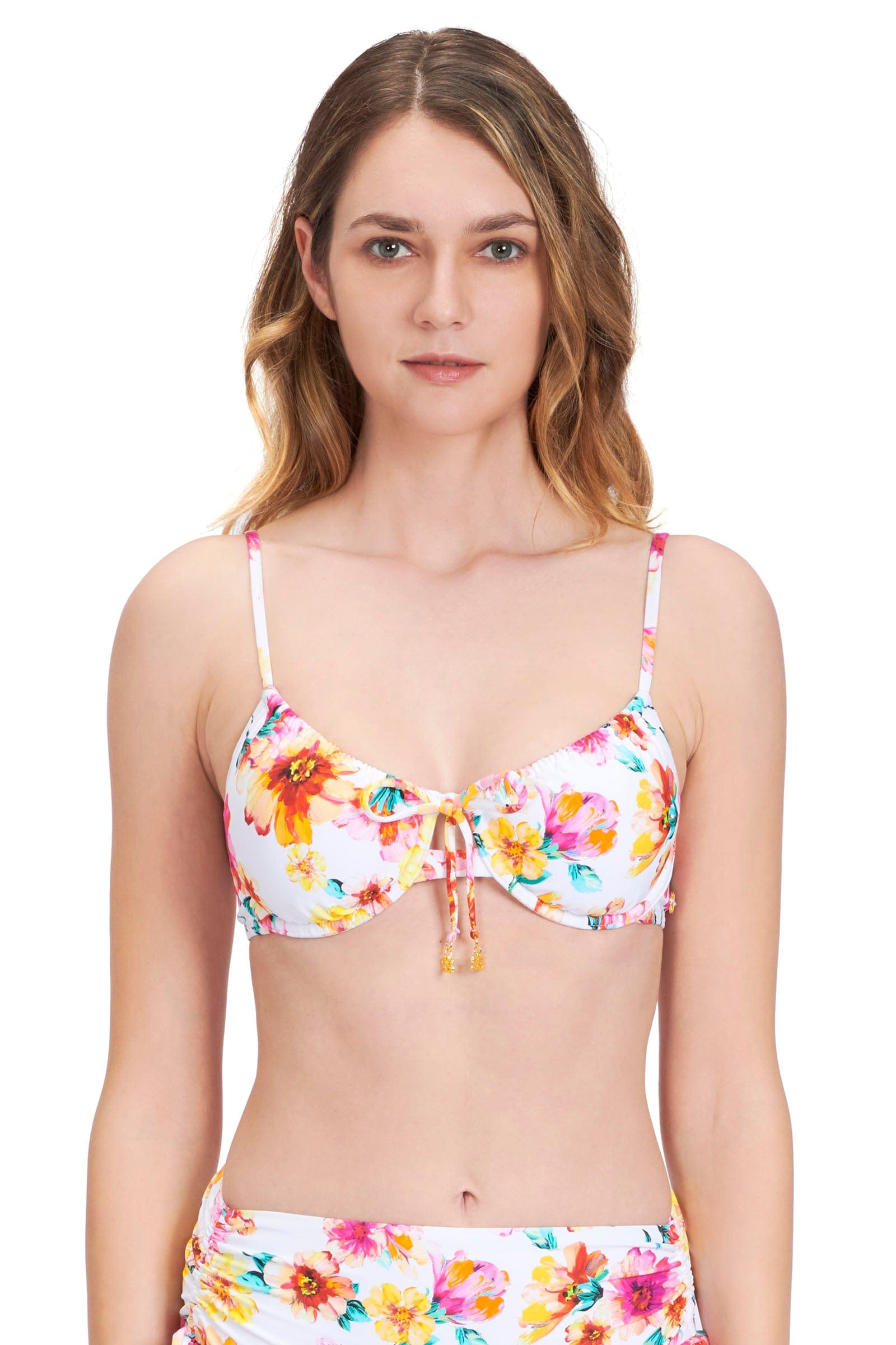 Sunseeker Vibrant Vacation White Ruched Underwire Bikini Top