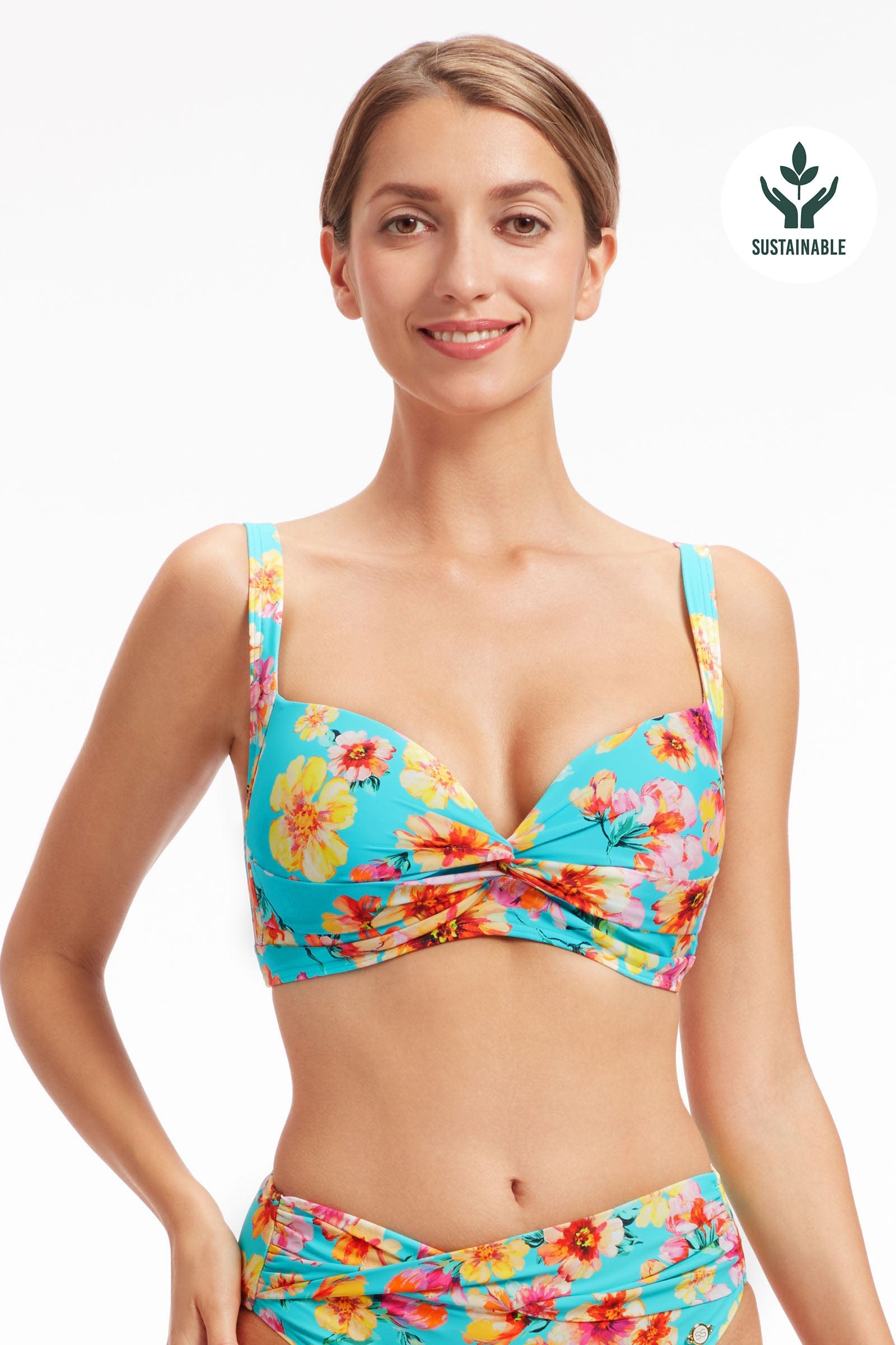 Sunseeker Vibrant Vacation Sky Blue Plus Cup Bikini Top