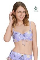 Sunseeker Elevated Animal Persian Violet Ruched Bikini Top