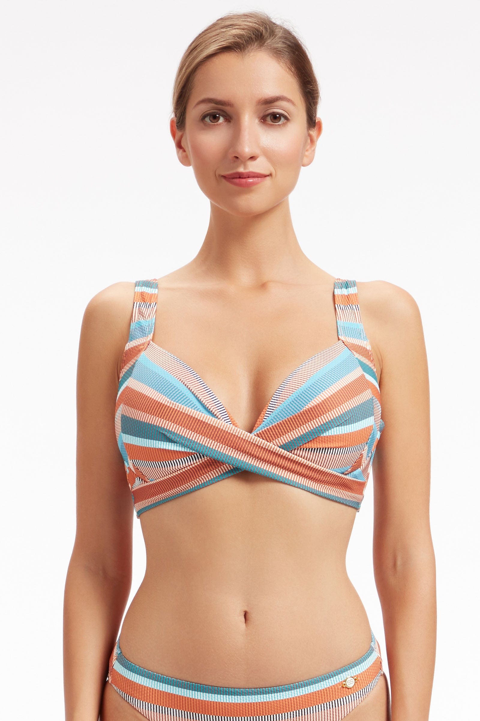 Sunseeker Baydere Stripe Flamingo Plus Cup Underwire Bikini Top