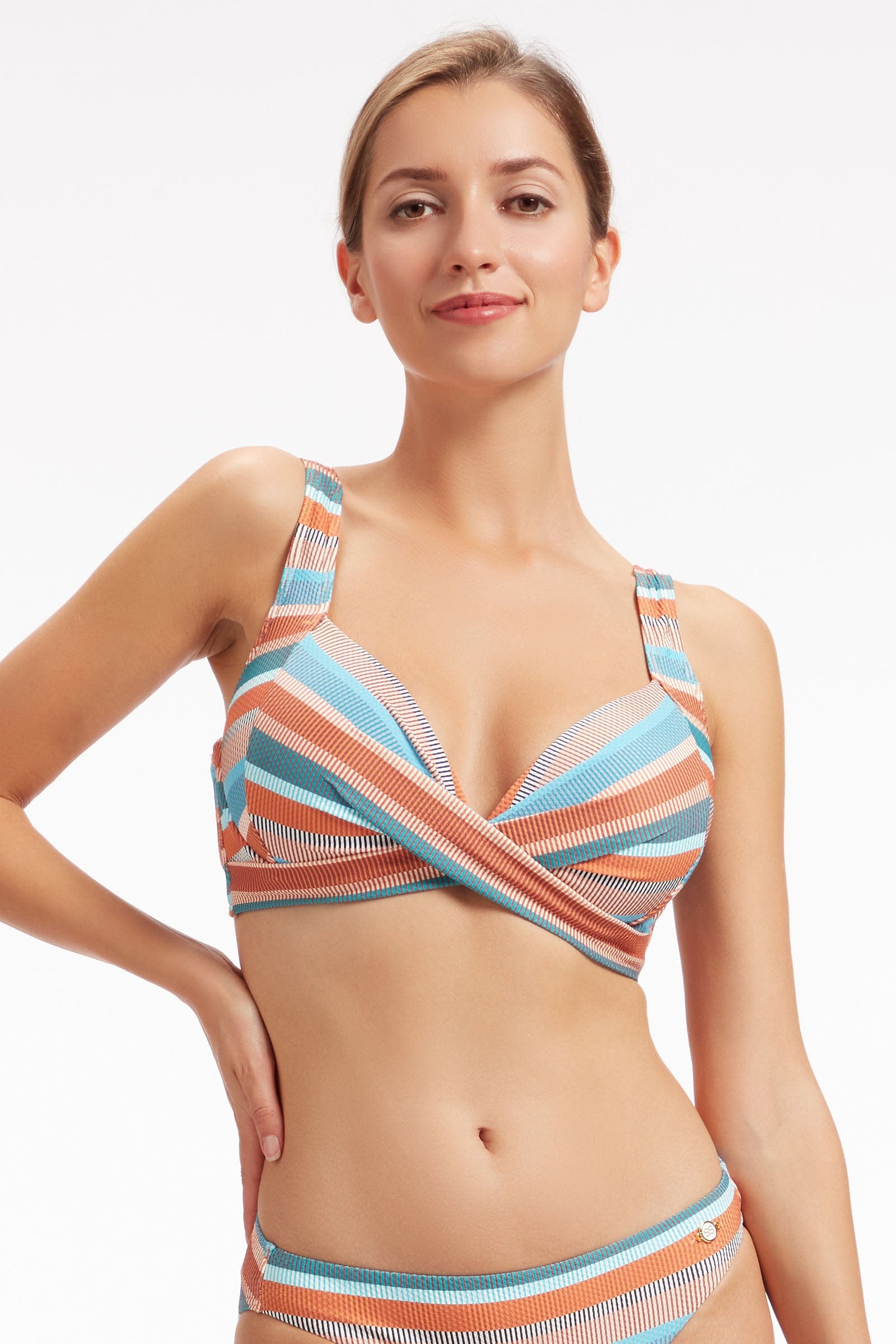 Sunseeker Baydere Stripe Flamingo Plus Cup Underwire Bikini Top