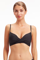 Sunseeker Core Solid Black Cross Front Bikini Top