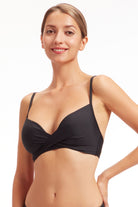 Sunseeker Core Solid Black Cross Front Bikini Top